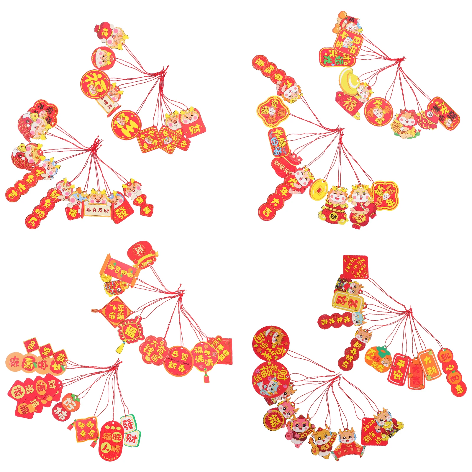 

4Sets Chinese New Year Hanging Decor Delicate Chinese Style Pendant for Home Shop Restaurant Spring Festival Pendants
