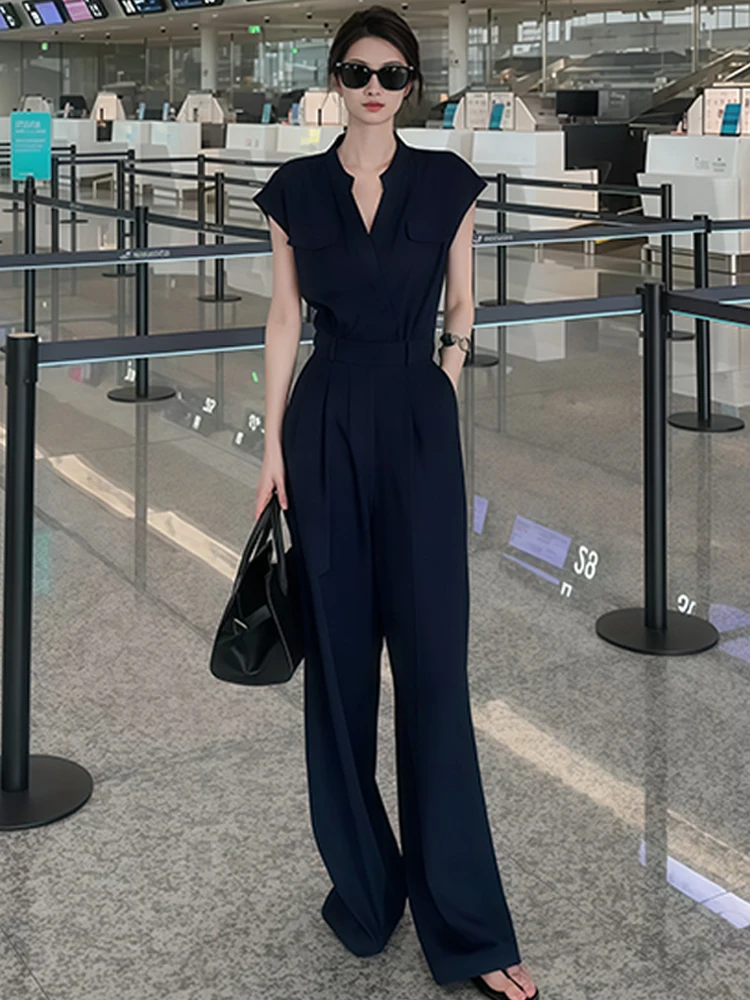 

Модные универсальные женские летние брюки с V-образным вырезом, широкие брюки с высокой талией, стильные, для повседневной носки, омолаживающие образ