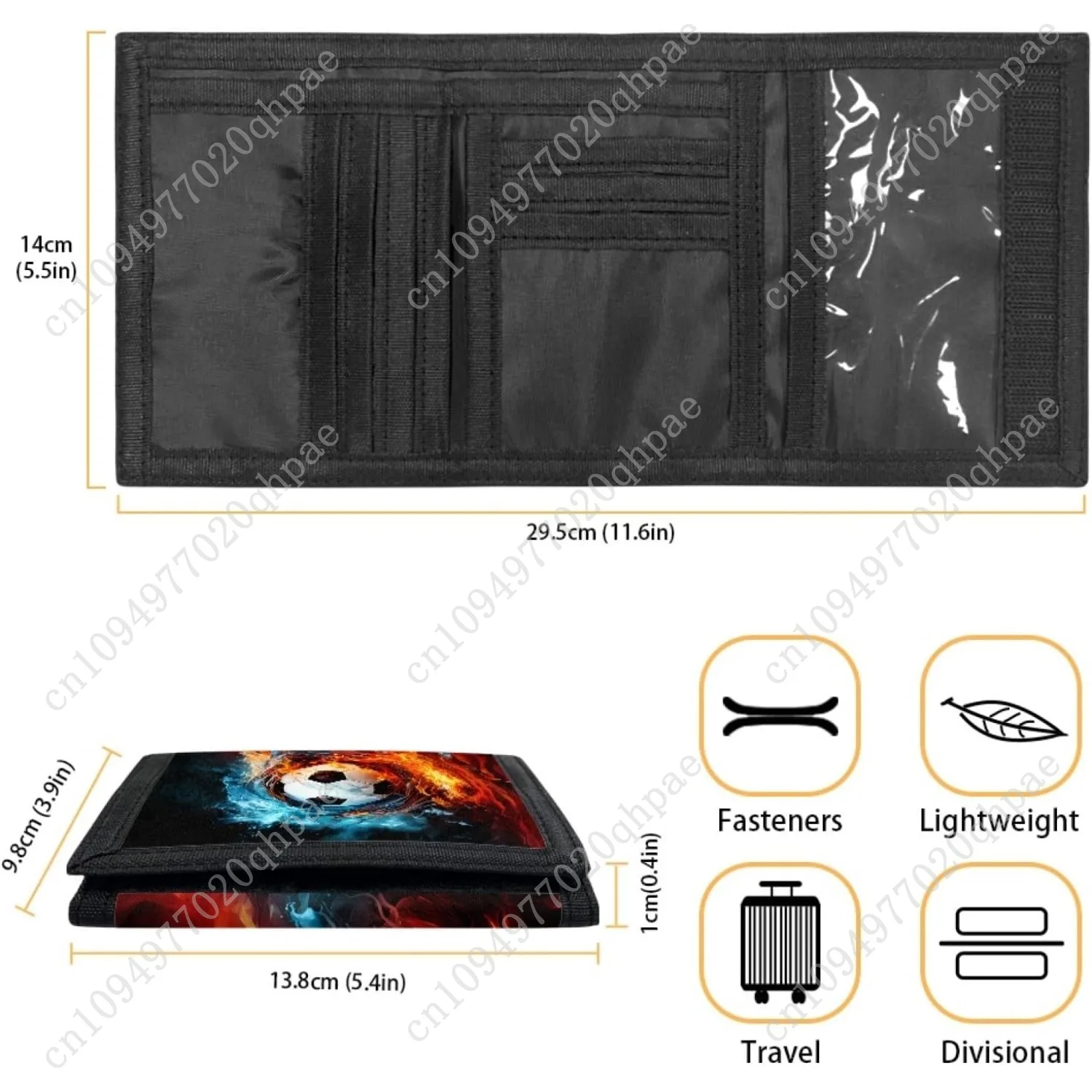FUSURIRE النار المياه كرة القدم الاطفال محفظة ثلاثية الطي للبنين كول طفل المحفظة الهدايا ثلاثي أضعاف الرياضة في الهواء الطلق محفظة عملة بطاقة الهوية