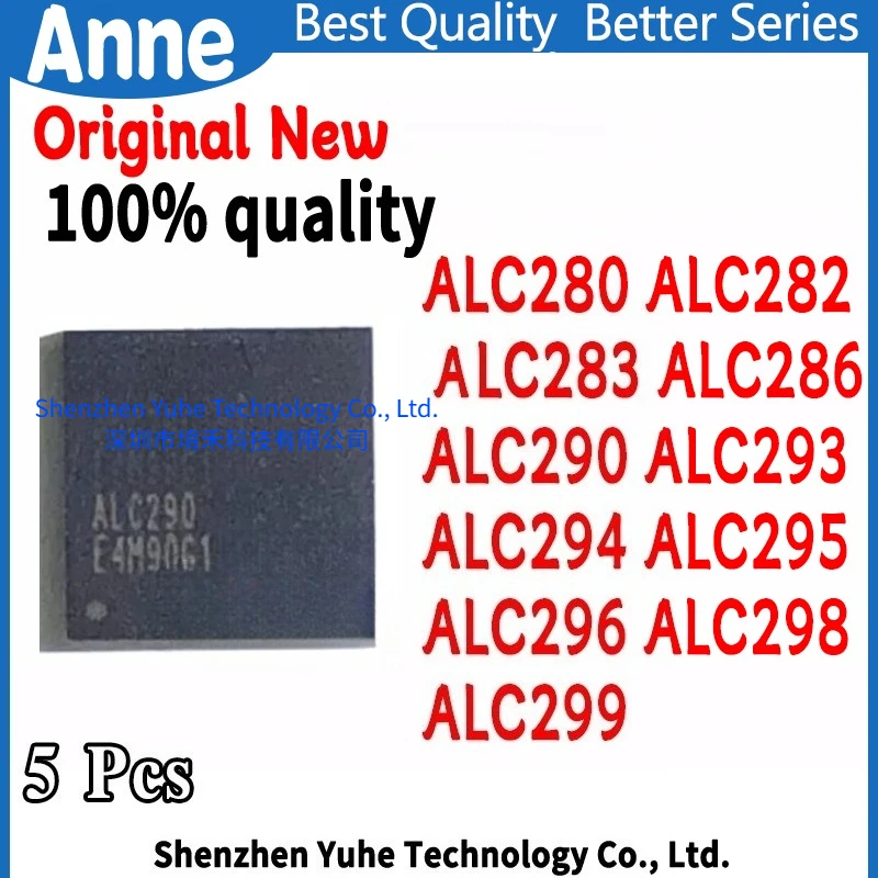 (5piece)100% New ALC280 ALC282 ALC283 ALC286 ALC290 ALC293 ALC294 ALC295 ALC296 ALC298 ALC299 QFN-48 QFN-56 Chipset