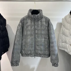 Chaqueta de plumón con lentejuelas para mujer, abrigo cálido elegante, ropa de invierno, alta calidad, NO.1, nuevo