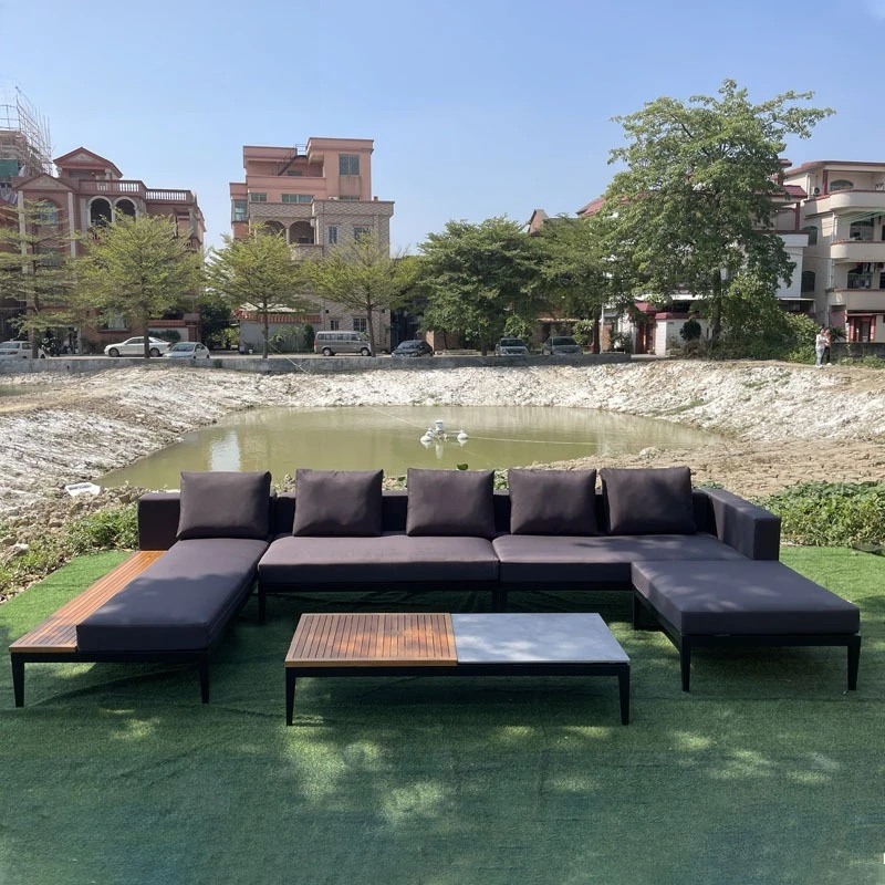 

Garden Courtyard Outdoor Teak Solid Wood Sofa Outdoor Scenic Area B & B Waterproof Sunscreen Leisure Bed