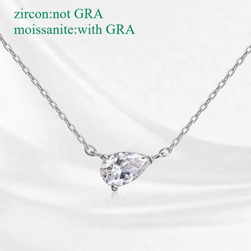 Smyoue 18k مطلي 1CT 2CT 3CT الكمثرى قطع مويسانيتي قلادة للنساء الكلاسيكية مختبر قلادة الماس GRA فضة 925 سلسلة