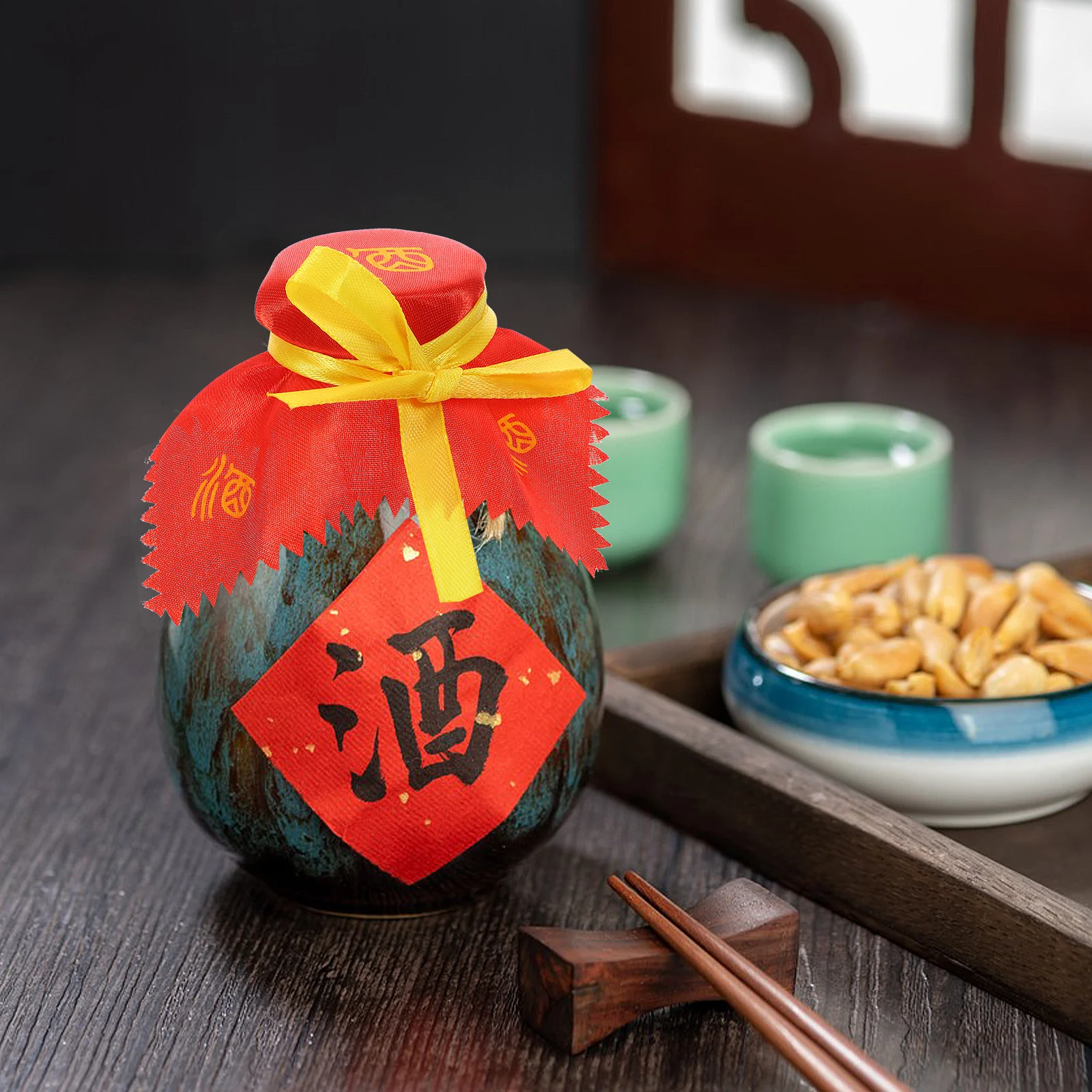 

10Pcs Wine Jar Cloth Cover Vintage Fabric Lid for Alcohol Jar Decorative Sealing Cover Retro Style Elegant Wine Container