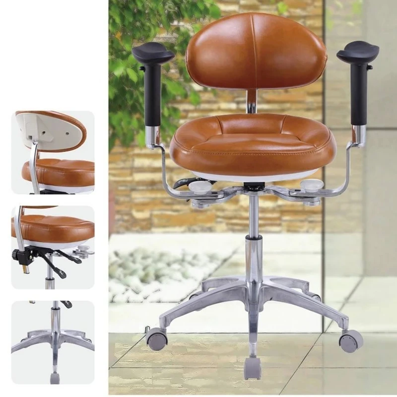 Dental Stool with Backrest Chair with Dynamic Wwheel Dentist Stool  PU Ergonomic Dentist Stool Doctor Chair