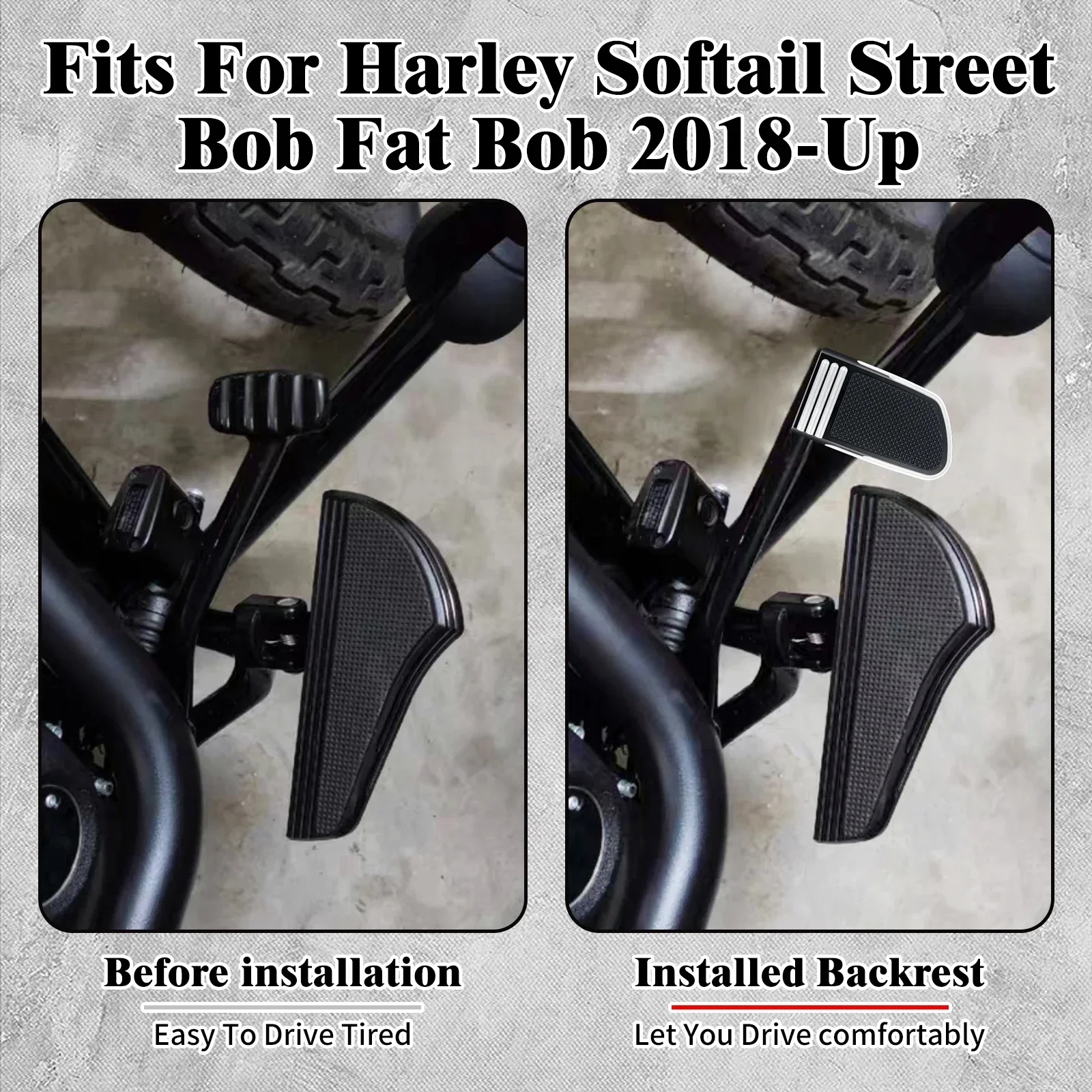 Motorcycle Brake Pedal Pad Footrest Foot Pegs Cover For Harley Softail Street Bob FXDB Fat Bob FXFBS FXDF 2018-2023 Black Pedal