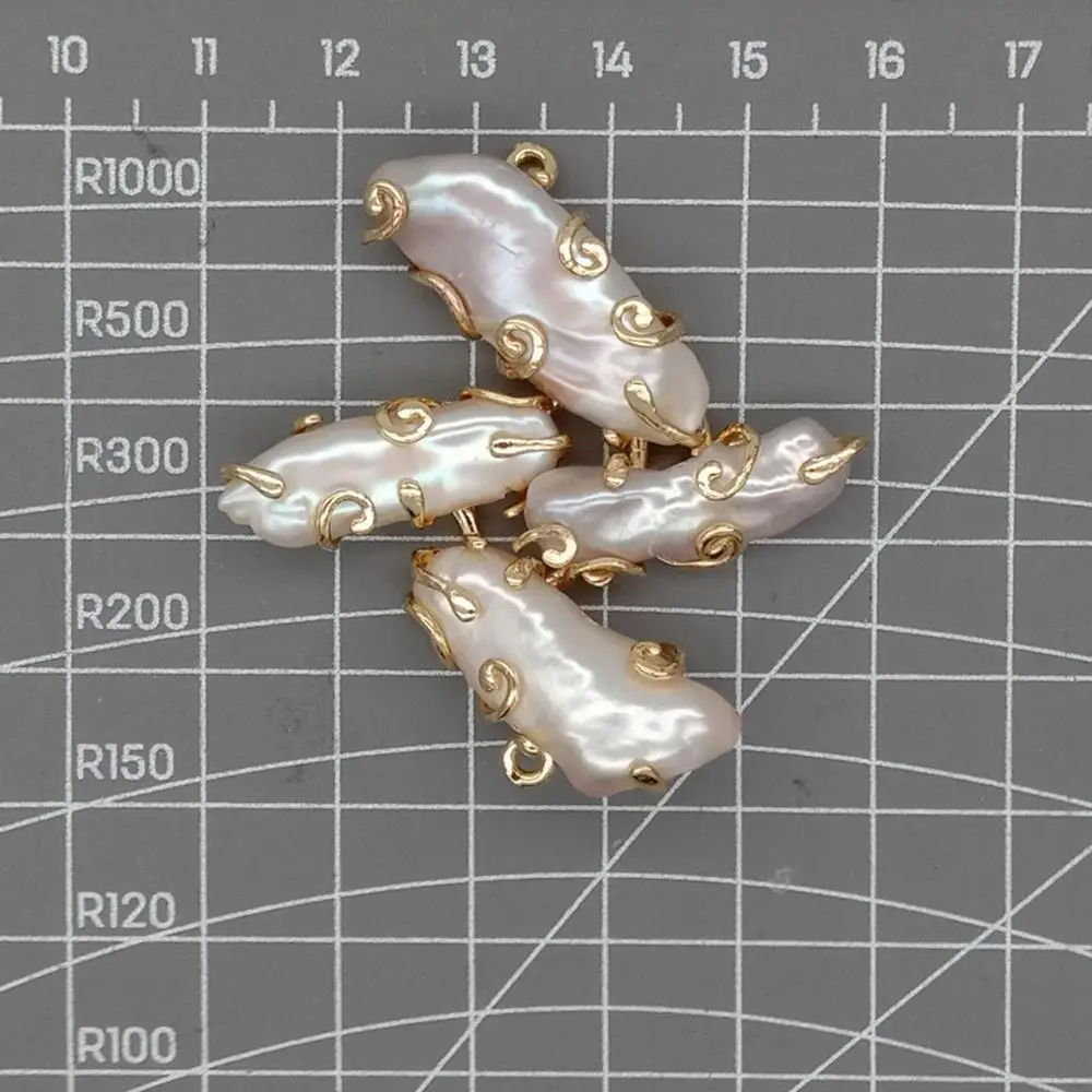 5 Pcs 47x43mm New Design Biwa Pearl Connector For Jewelry Making Findings