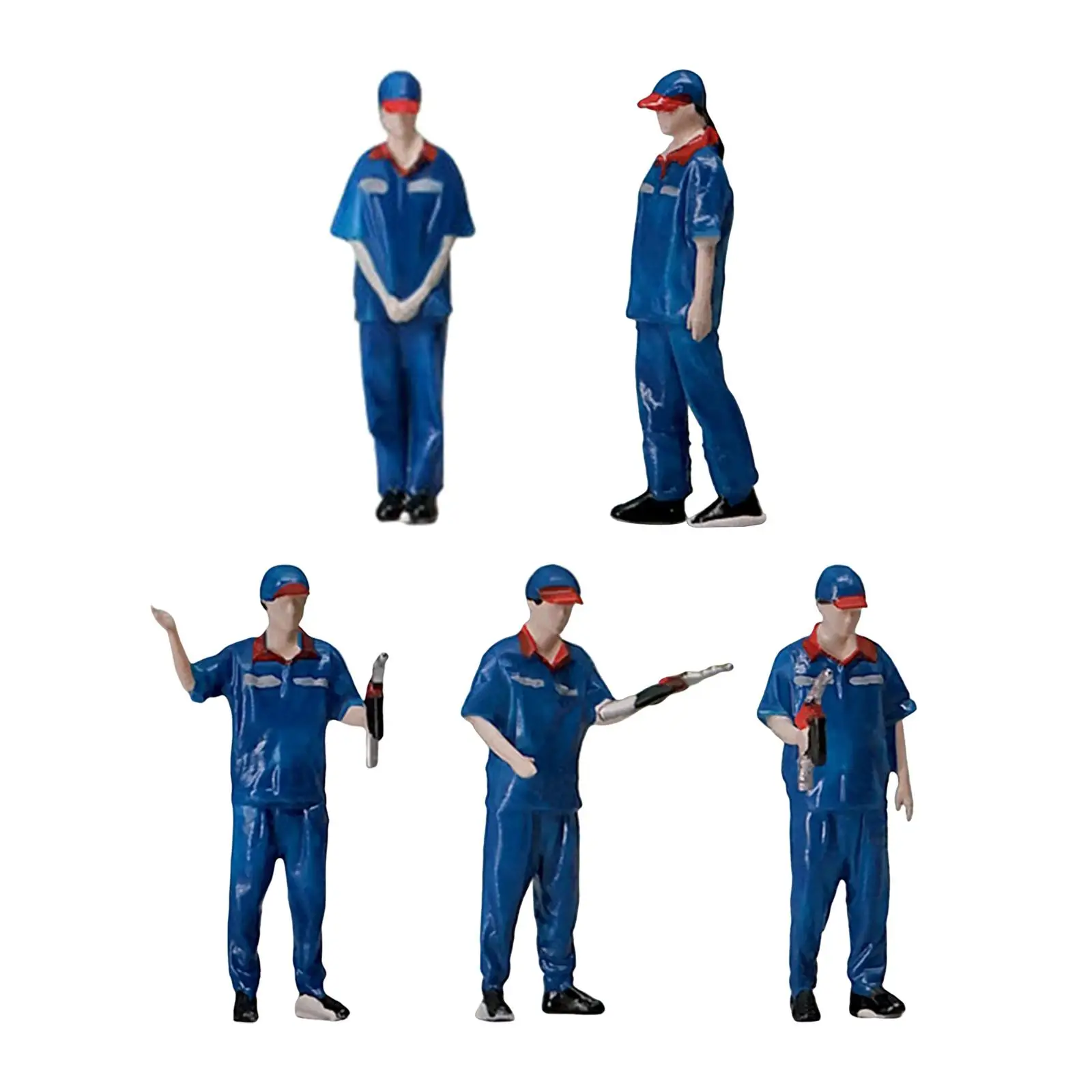 手描きの1/64スケールミニチュアモデルガソリンスタンドの人々フィギュアジオラマ