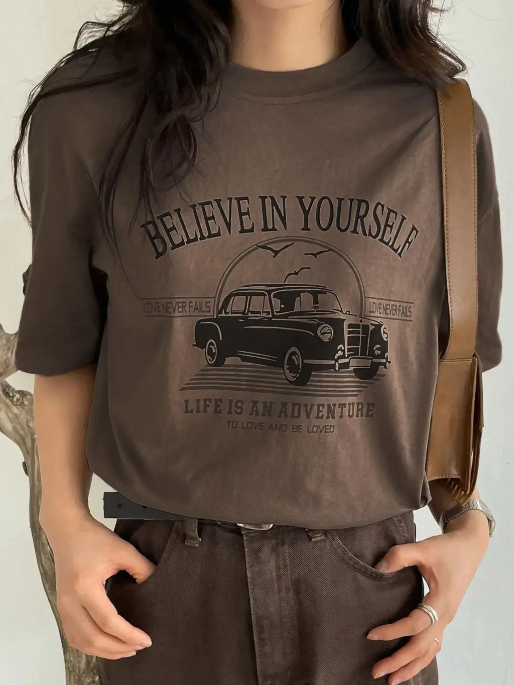 Vintage Believe In Yourself Life Is An Adventure Cotton Women Tee Shirt Individual Sport Tee Top All-Matchtshirts Street Tshirts