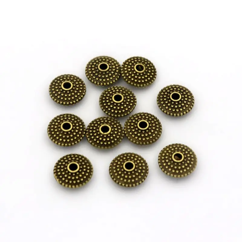 50pcTibetan Silver Gold Color UFO Round Metal Spacert Loose Bead For Jewelry Making Diy Bracelet Necklace Accessories Wholesale