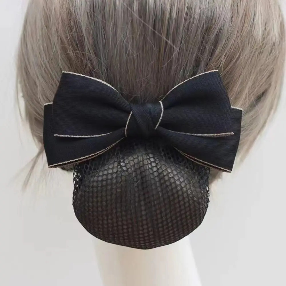 Vintage Ribbon Bowknot Spring Clip Korean Style Hairpin Bun Snood Hair Accessories Barrette Hair Net Cover Hotel