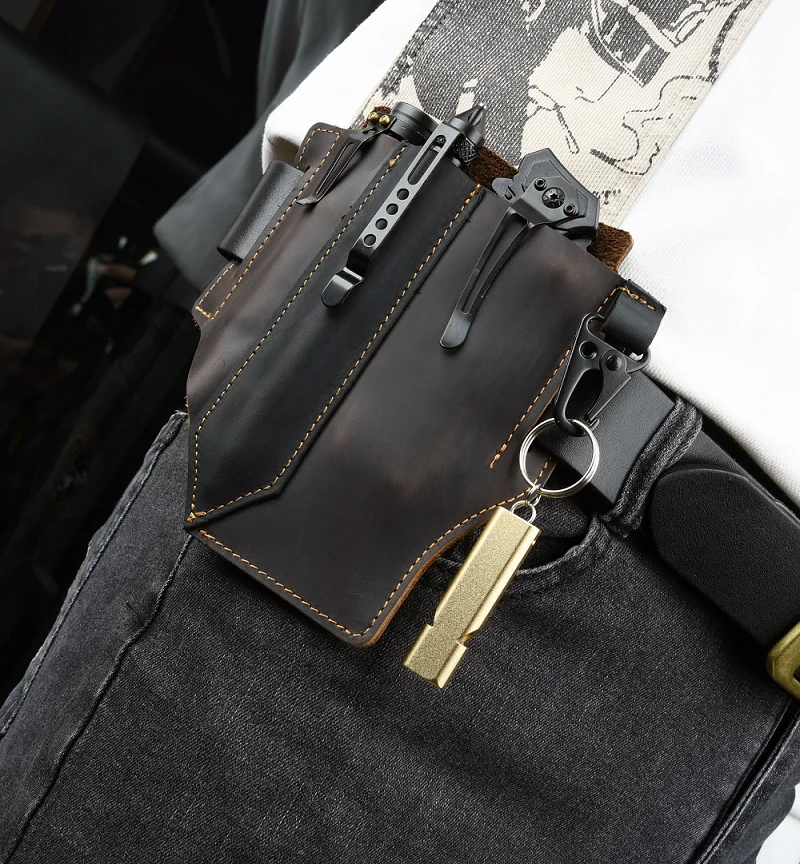 

Men Wearable Belt EDC Tactical Waist Bag Outdoors Travel Hiking Knife Cover Flashlight Daypack Tools Storage Pouch Waist Packs