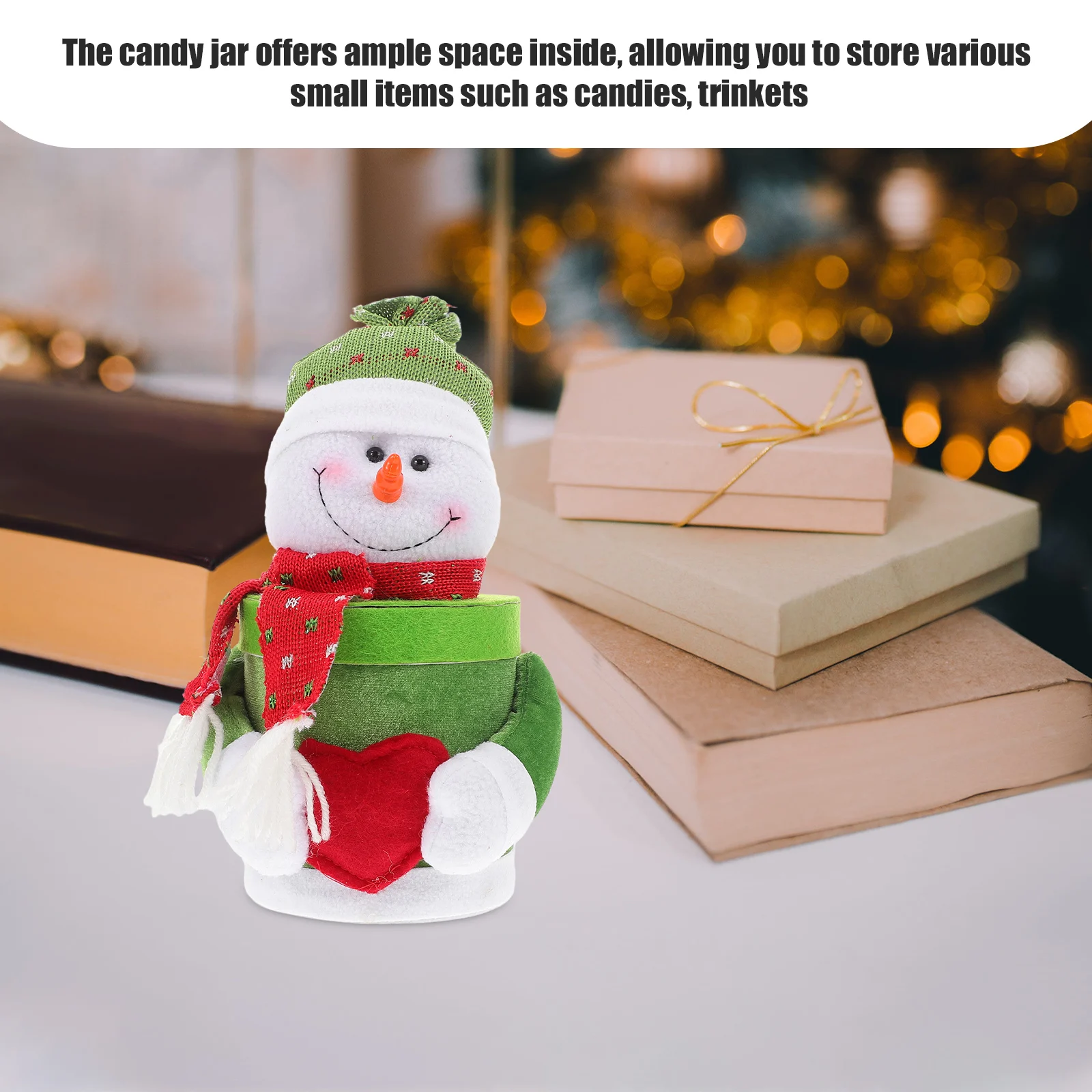 

s Christmas Jar Snowman Velour Covered Lid Holiday Storage Kids Gift Container Spacious Secure Festive