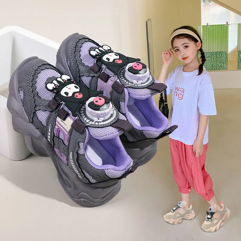 

New Summer Kuromi Anime Kawaii Sanrio Mesh Breathable Soft Shoes Cute Girls Boys Children Running Sneakers Gifts for Kids