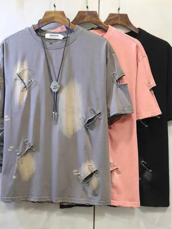 Modisches, großes, trendiges Lochmuster-T-Shirt für Herren und Damen – Sommerliches, lässiges und bequemes Oberteil