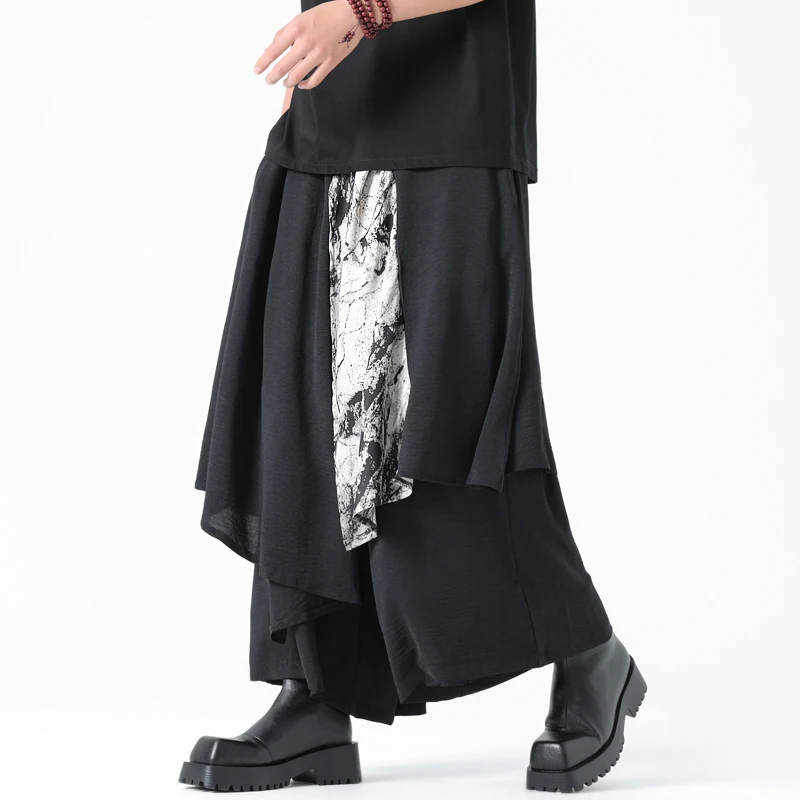 Chinese style Chinese style Black Yamamoto style modern ice straight tube loose harlan pants simple casual pants irregular ski