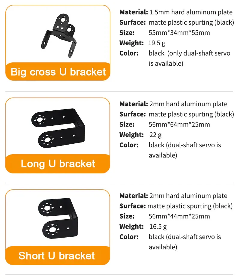 1 PC Metal Servo Bracket for LDX-227 LDX-218 LD-220MG LD-2015 LX-224 LX-824 LX224HV LX-824HV LX-225 Double-shaft Bus Servo