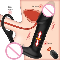 Vibrador Telescópico para Homens, Vibrador, Massagem da Próstata, Vibrador para Nádega, Anel do Pênis, Brinquedos Sexuais Homossexuais