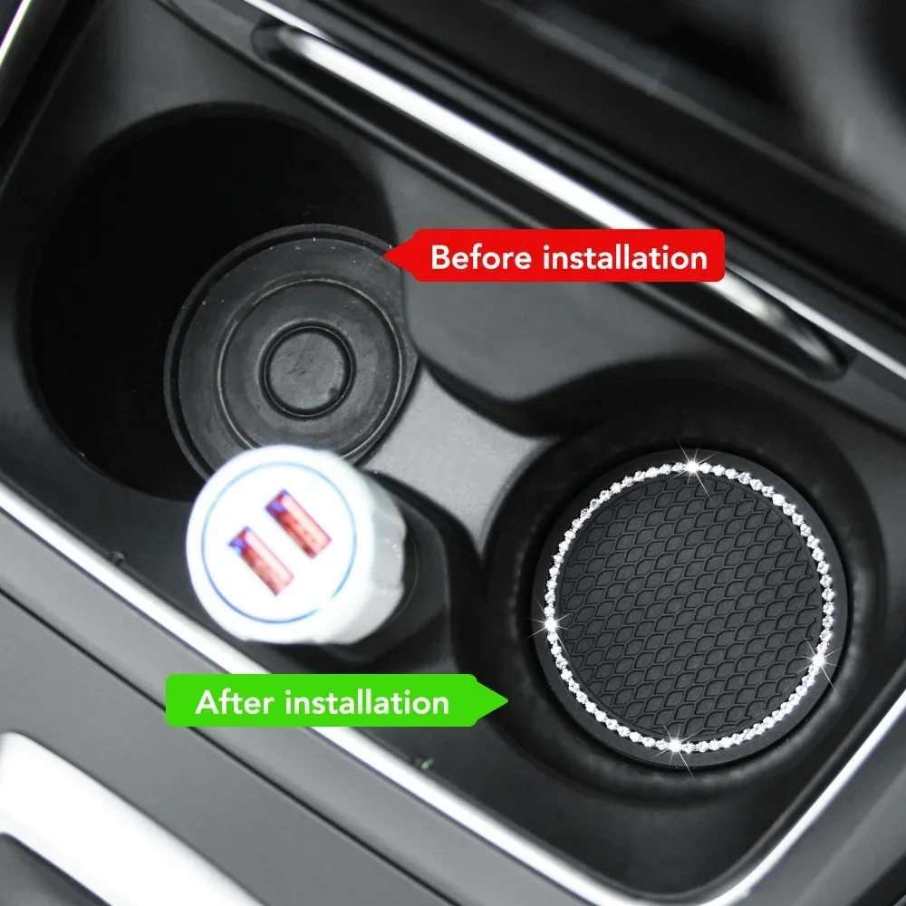 

2pcs Bling Auto Car Cup Holder Insert Coasters Universal Vehicle Interior Accessories Anti Slip Crystal Cup Mat Holder