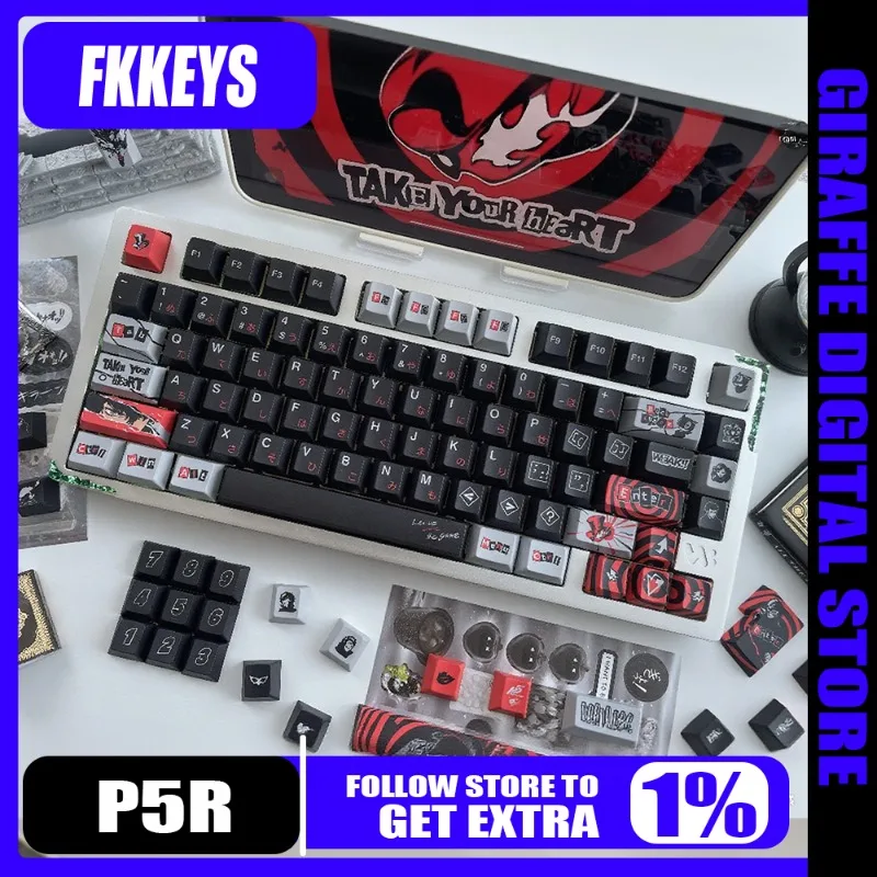 

Тематическая клавиатура FKKeys Goddess Persona P5r, полный комплект аниме, PBT, термосублимационная оригинальная заводская высокомеханическая клавиатура