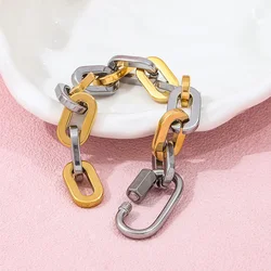 Two Tone Climbing Hook Bracelets stainless steel bracelets for women chunky statement stainless steel jewelry new in 2024