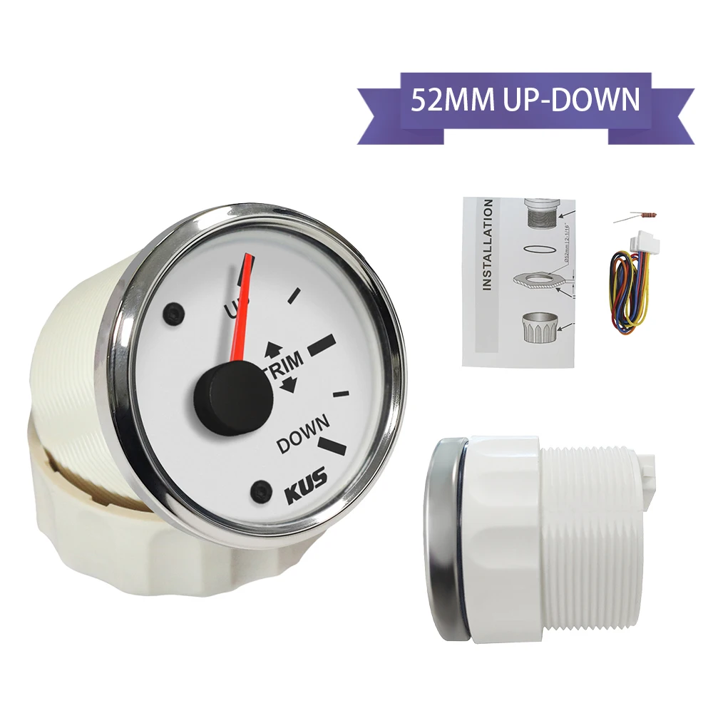 

KUS 52MM Trim Gauge Meter 0-190ohm Signal DOWN-UP 12V/ 24V with Backlight for Boats Vessels Yachts
