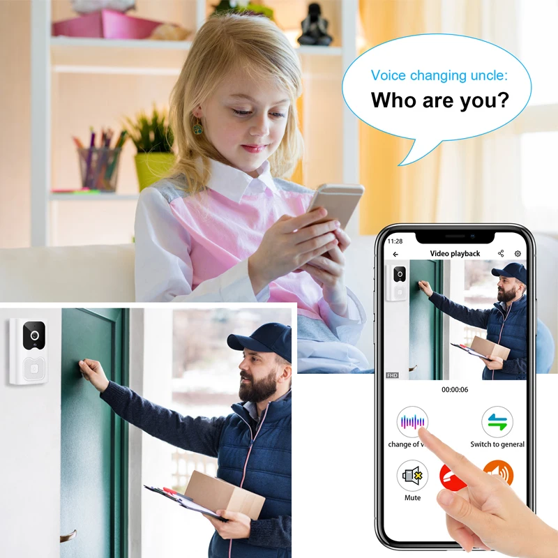 Wideodzwonek WIFI kamera inteligentnego domu telefon bezprzewodowy kamera do drzwi ochronny zabezpieczający domofon Full HD Vision do mieszkania