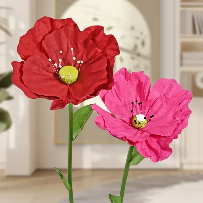 DIA 55CM Artificial Poppy Flower Wedding Decoration Yu Meiren Home Flower Arrangement Photography Prop Silk Flower