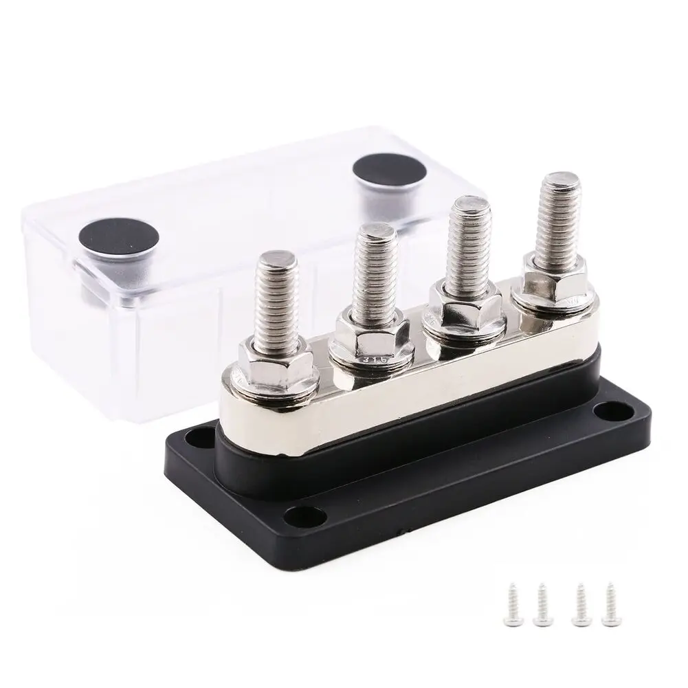 

300A Heavy Duty Busbar Distribution Block for Marine Battery with 4x M10 Stud Terminals for Efficient Wiring Management