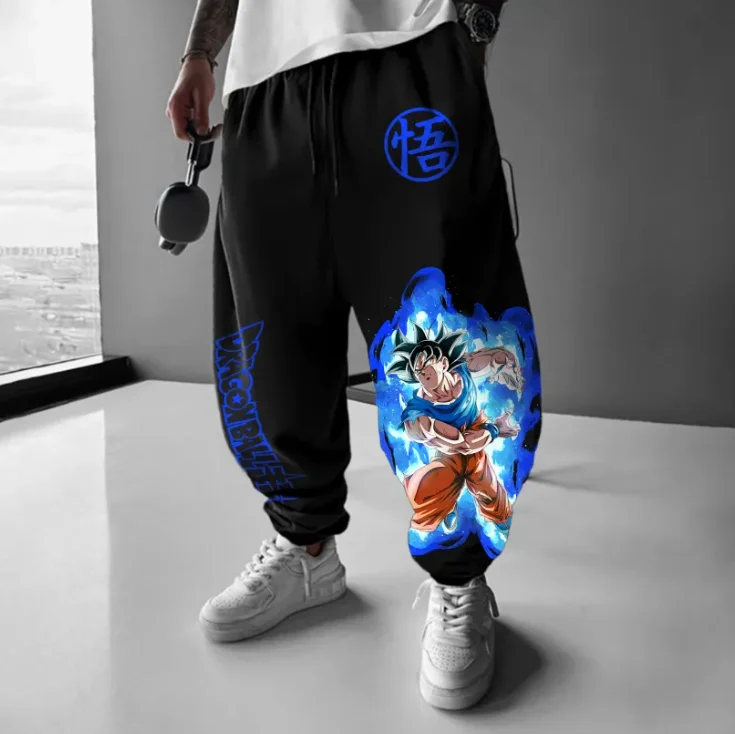 سراويل طويلة فضفاضة من القطن الخالص مطبوعة بشخصية الرسوم المتحركة Dragon Ball لكل من الرجال والنساء، سراويل طويلة من الصوف للخريف والشتاء #5