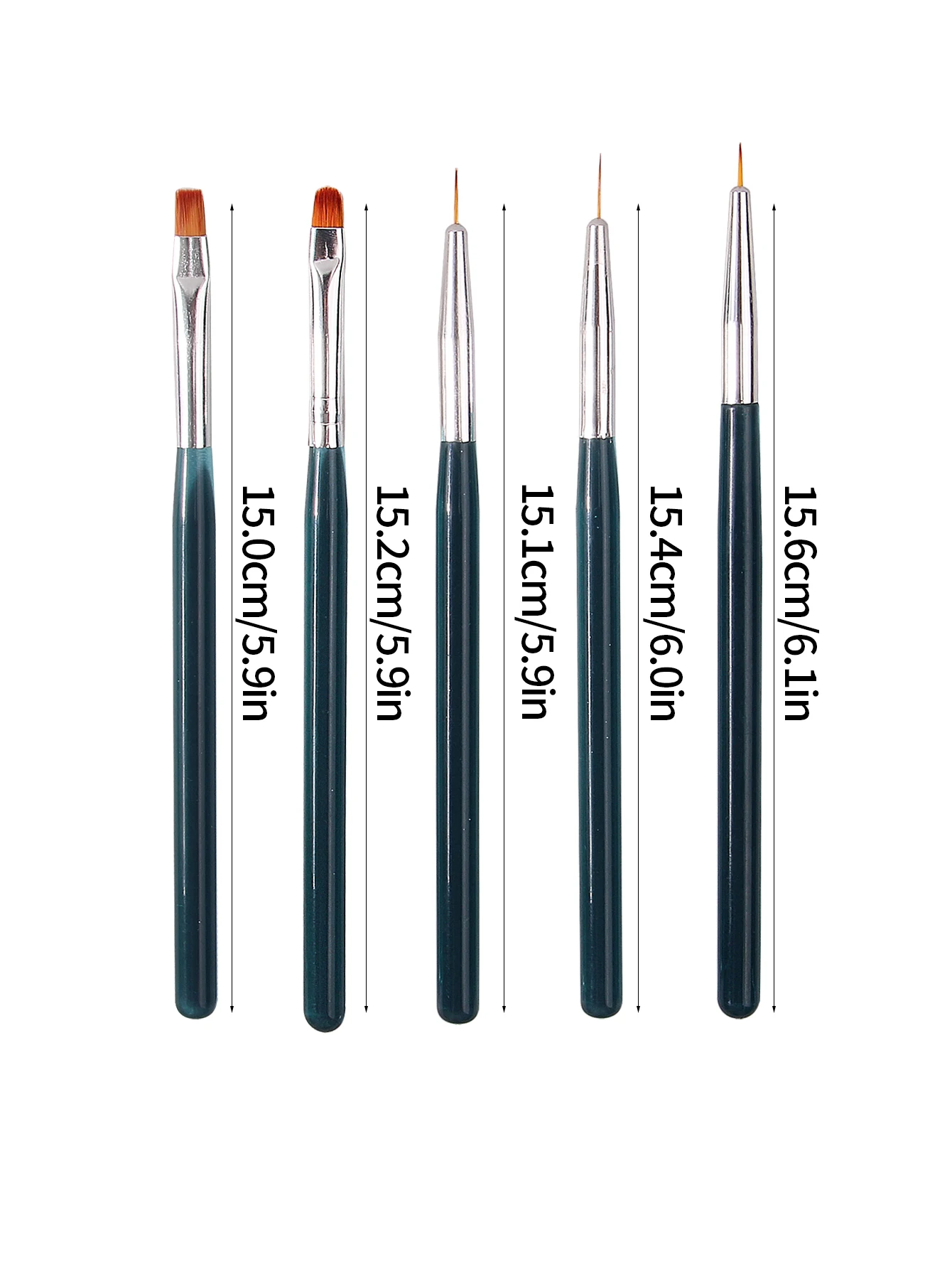 2025 New 10Pcs Teal Nail Art Brush Set-Fine Liner,Flat,Detail Brushes for Nail Design,Professional Manicure Tools,TravelPortable