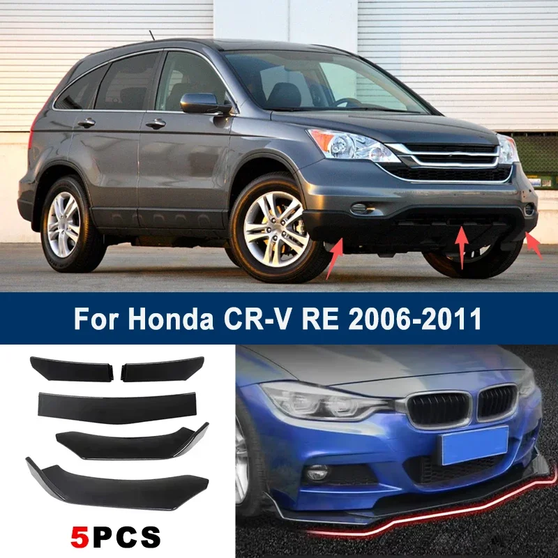 

Adjustable 5Pcs Sectional Front Spoiler Lip For Honda CR-V RE 2006-2011 Front Bumper Splitter Car Exterior Sport Body Kit