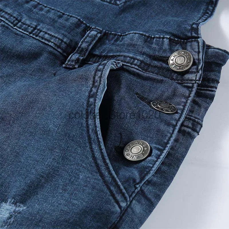 Macacão jeans rasgado de babador masculino, calça suspensa, macacão masculino de rua alta, macacão de rua, moda, 2022