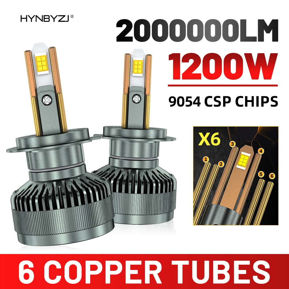 

HYNBYZJ H7 Led Headlight Bulb H4 H11 Led Lamp 6 Copper Tube Led Lights For Car H1 HB3 9005 HB4 9006 HIR2 9012 6000K 12V