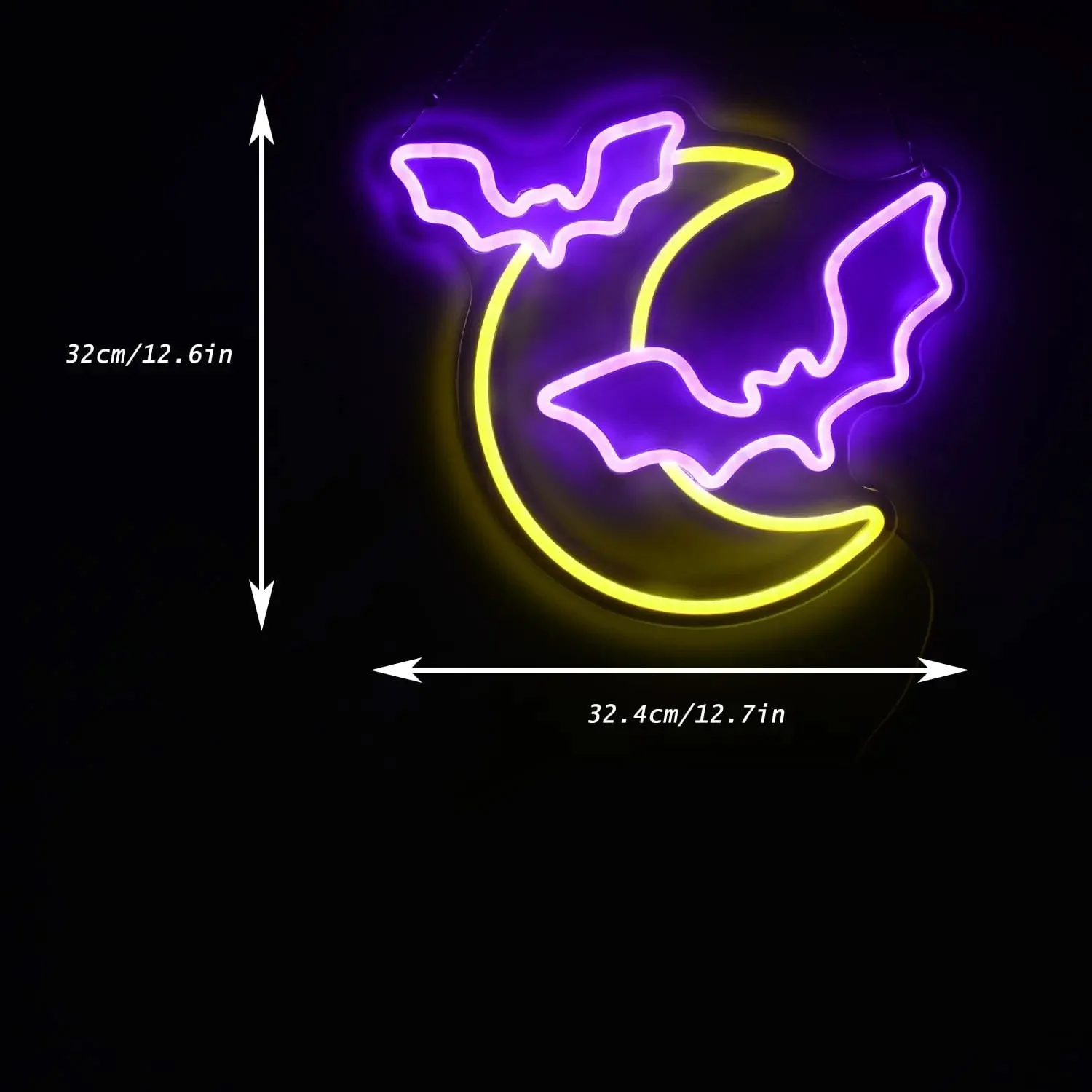 Laranja Bat Neon LED Sign Lights, Decoração do quarto de Halloween, Casa, Festa, Bar, Clube, Porta, Moldura, Janela, Decoração da parede, Sinais Lâmpada