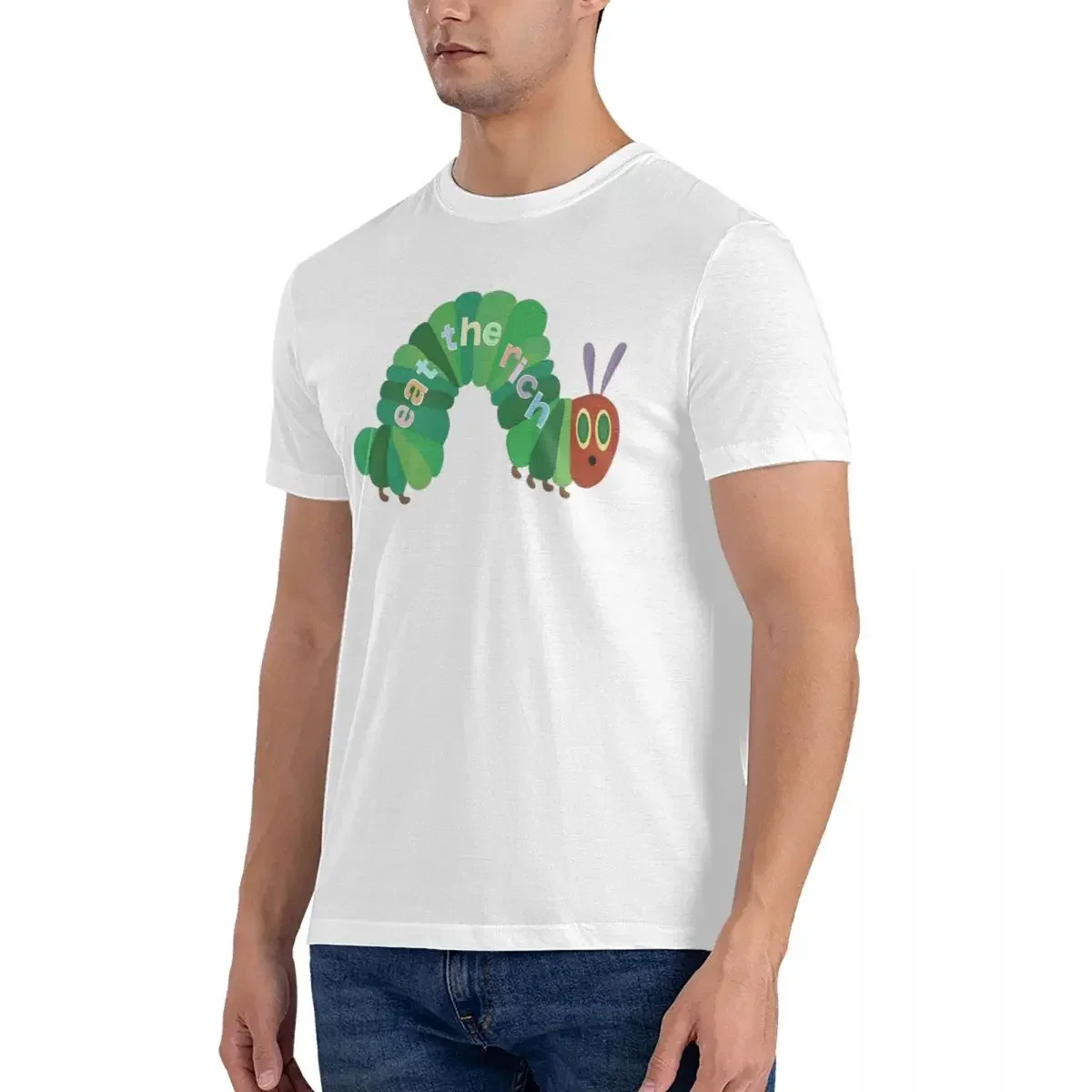 100% Cotton Eat The Rich Hungry Caterpillar T-shirt Men's Fashion Oversized T Shirt Men crew Neck Summer Shirts Tops S-6XL