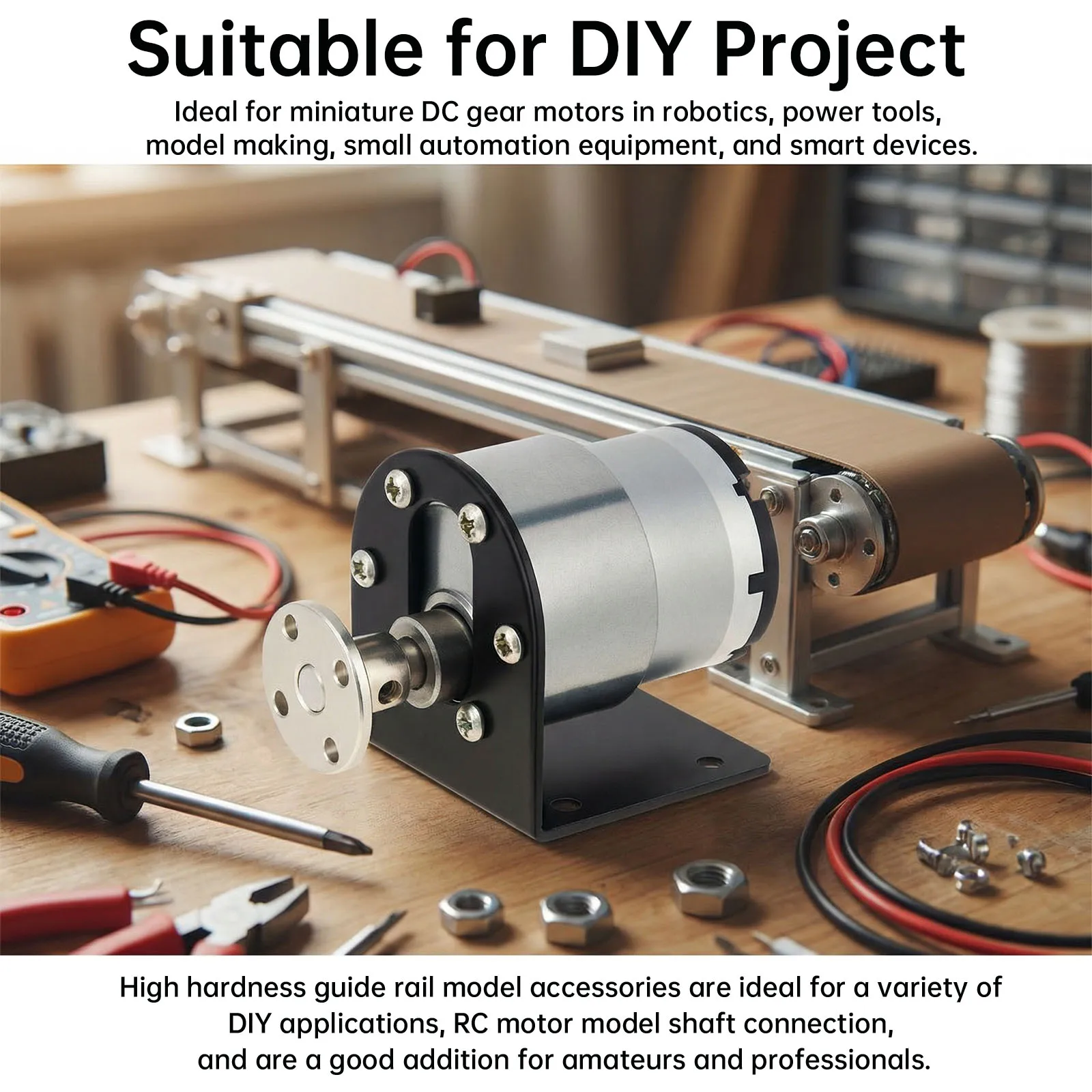 12V DC Geared Motor Kit 66-960RPM Micro DC Reduction Motor for DIY Project with PWM Controller,Flange Coupling,Mounting Bracket