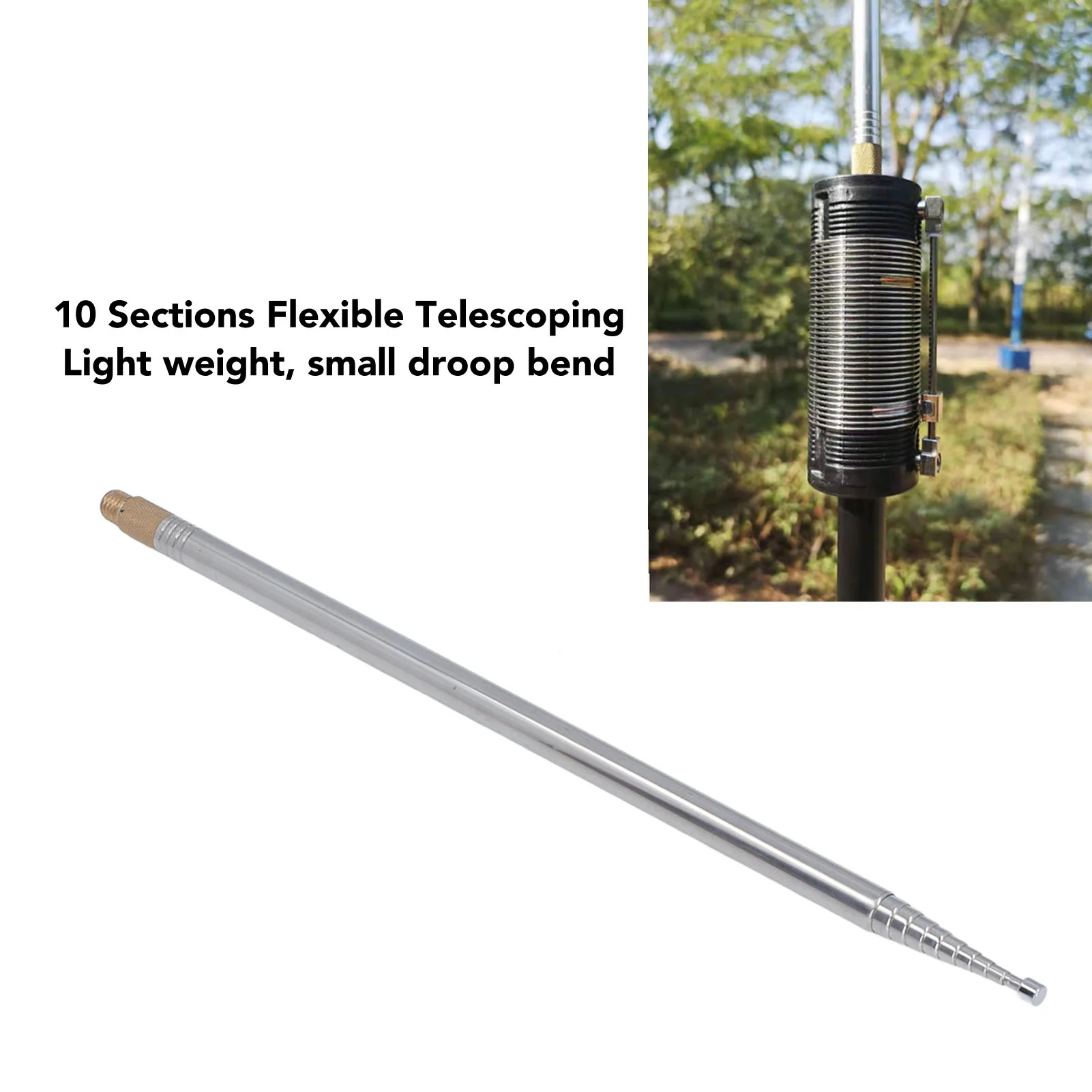 PAC 12 Shortwave Antenna 7MHz‑50MHz Full Frequency Band 10 Sections Telescopic Antenna Maximum 2.5m Stainless Steel