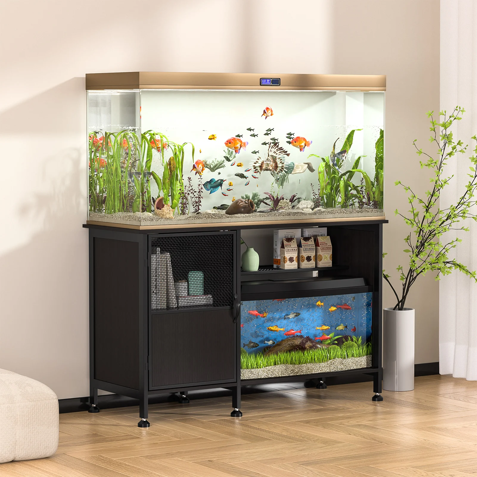 Living Room Cabinet Set Of Fish Tank Tables With Storage Table Closet Chest Fish Display Cabinet Of Furniture With Open Shelf