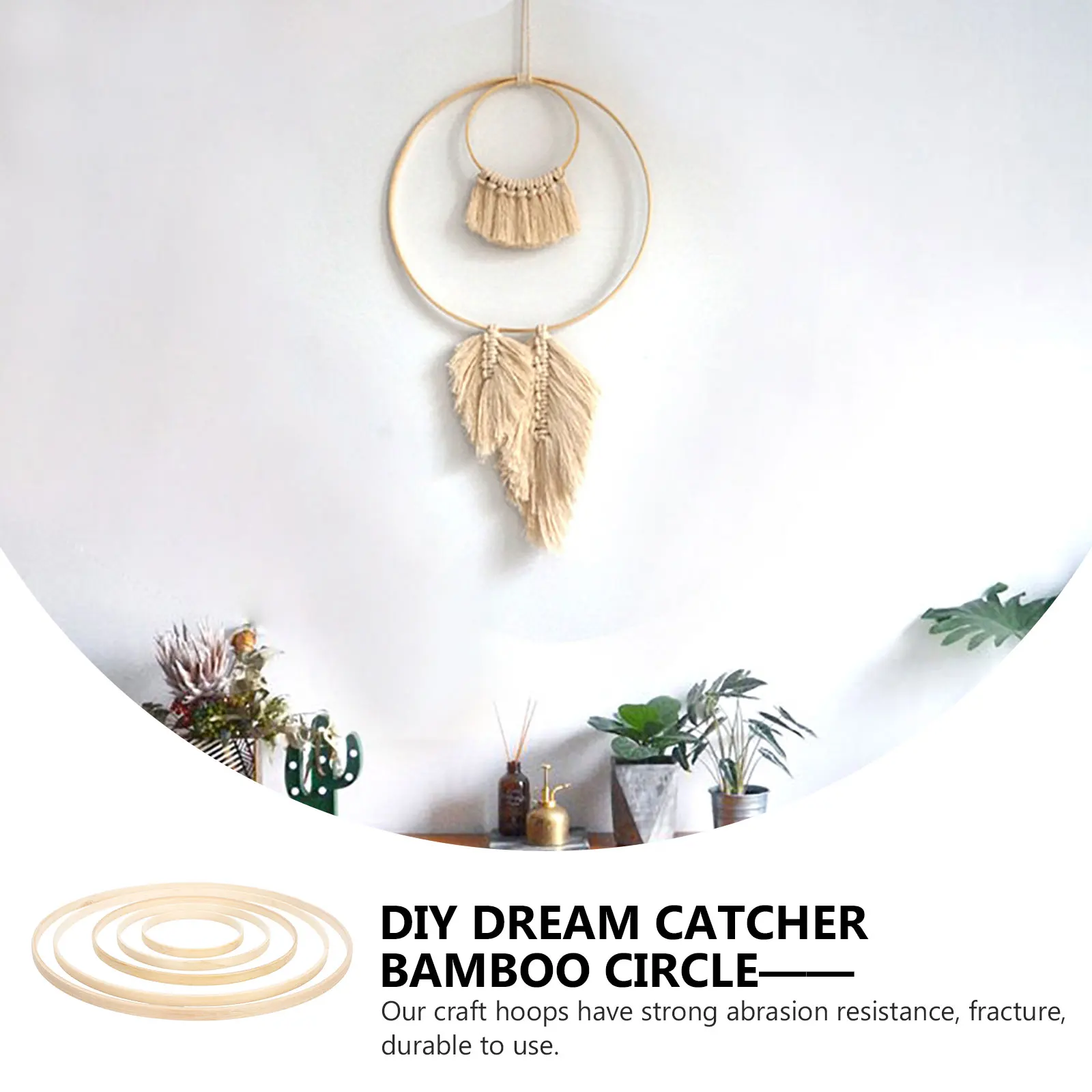 

5 Pcs Dream Catcher Circles Bamboo Craft Hoops Sturdy Round Fan Frame DIY Hanging Decorations Wall Art