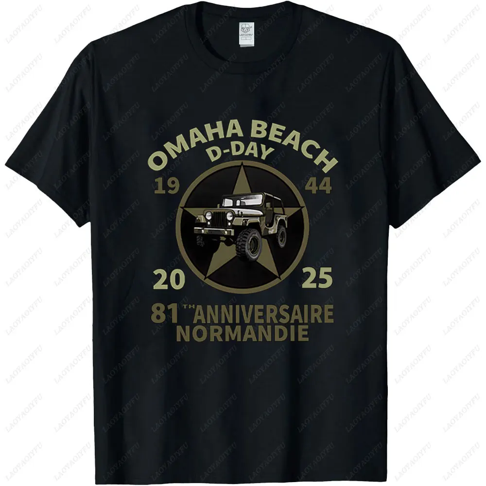 D-Day Shirt Omaha Beach Normandy Landings 80th Anniversary 1944-2024 Veteran Retro Cotton T-Shirt Gift Remembrance Day Tee