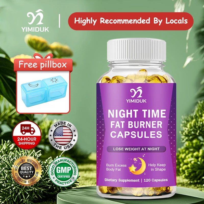 

Yimiduk Night Time Fat Burner Capsules, for Helps Appetite Maintenance, Supports Sleep & Muscle Recovery, Weight Manage, Non-GMO