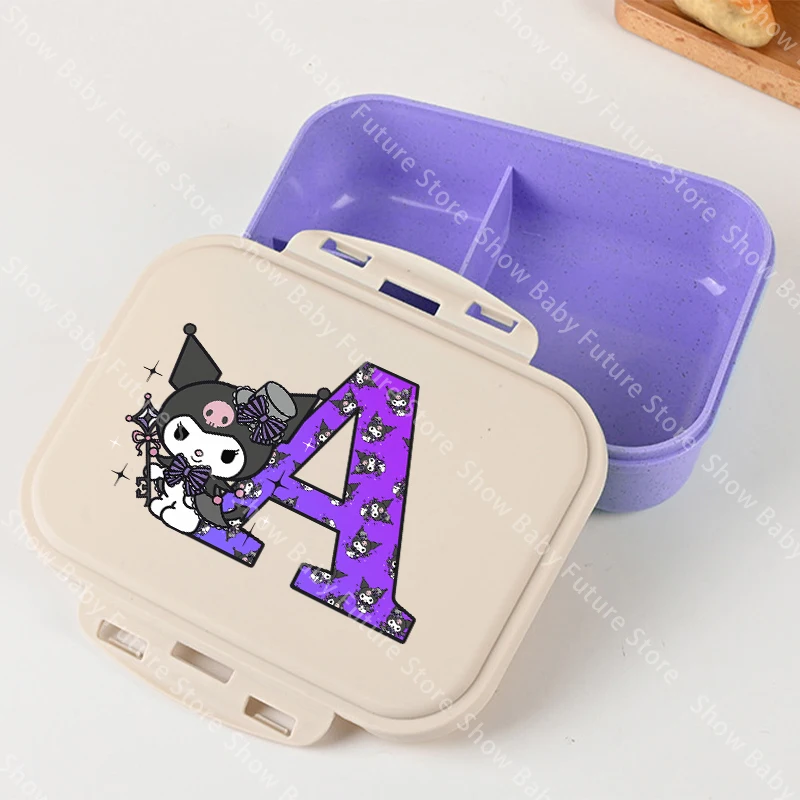 Große 7,87-Zoll-Lunchboxen für Mädchen und Jungen, Cartoon Kuromis Buchstaben-Design, tragbare, niedliche Bento-Box aus Kunststoff für Schüler, isolierte Lunchbox