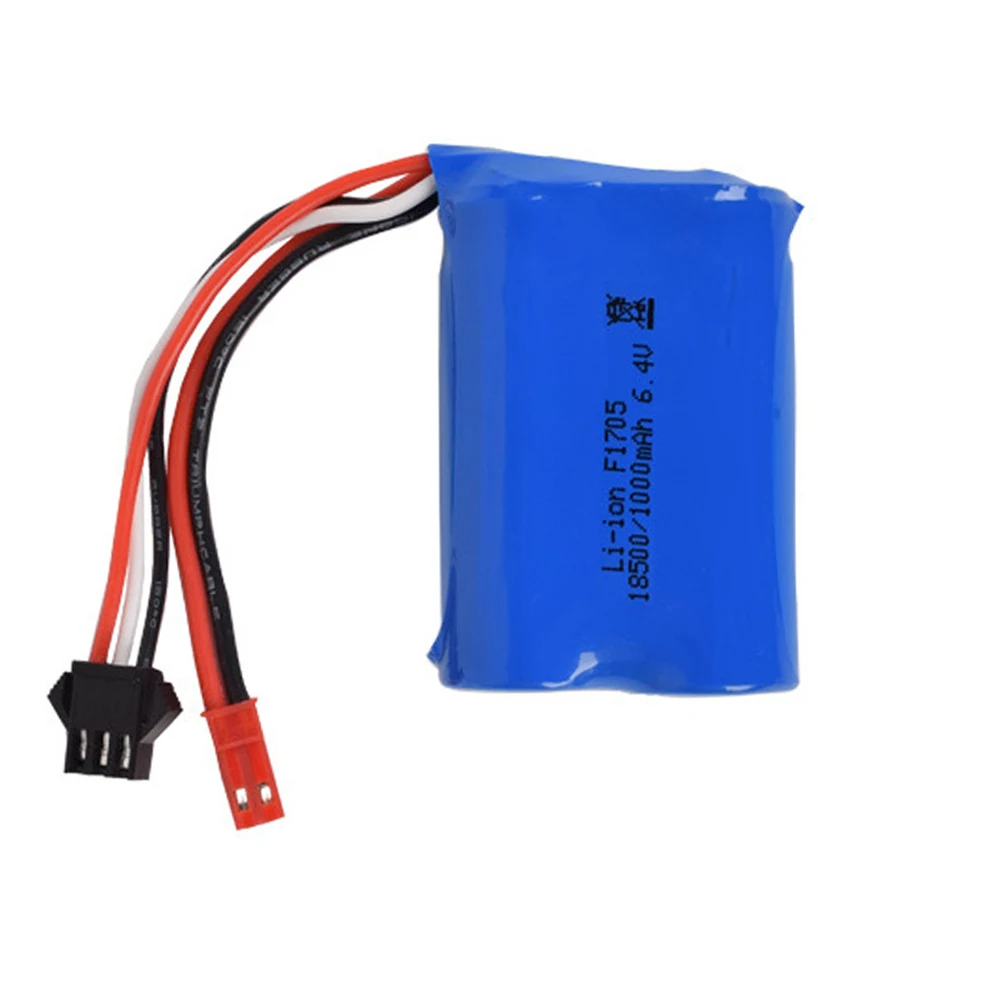 6.4V 1000mAh Li-ion Battery JST-2P Plug with Charger for wltoys A303 A313 A323 A333 1/12 RC Cars Boats Turcks toys parts 18500