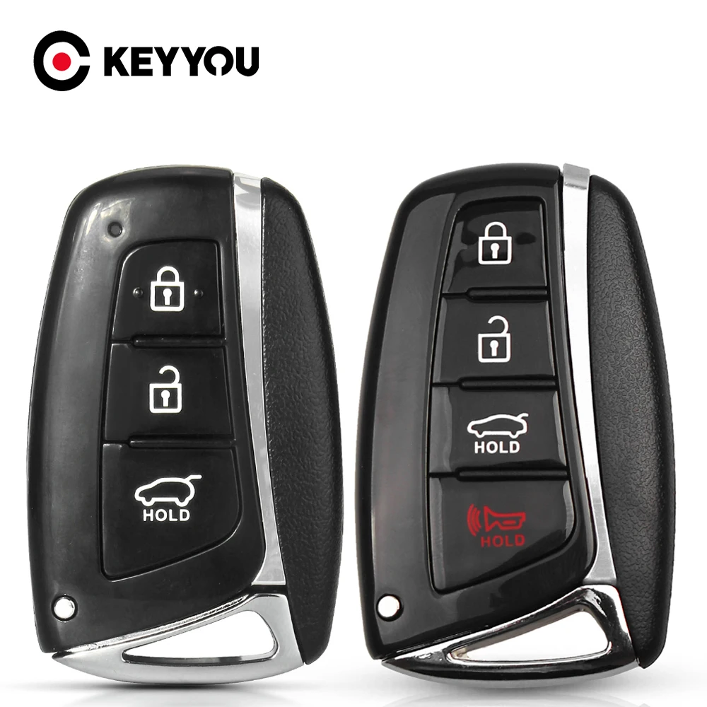 

KEYYOU 1PCS 3/4 Buttons Car Key Shell Cover For Hyundai Genesis Santa Fe 2012-2018 Equus Azera Tucson Smart Fob