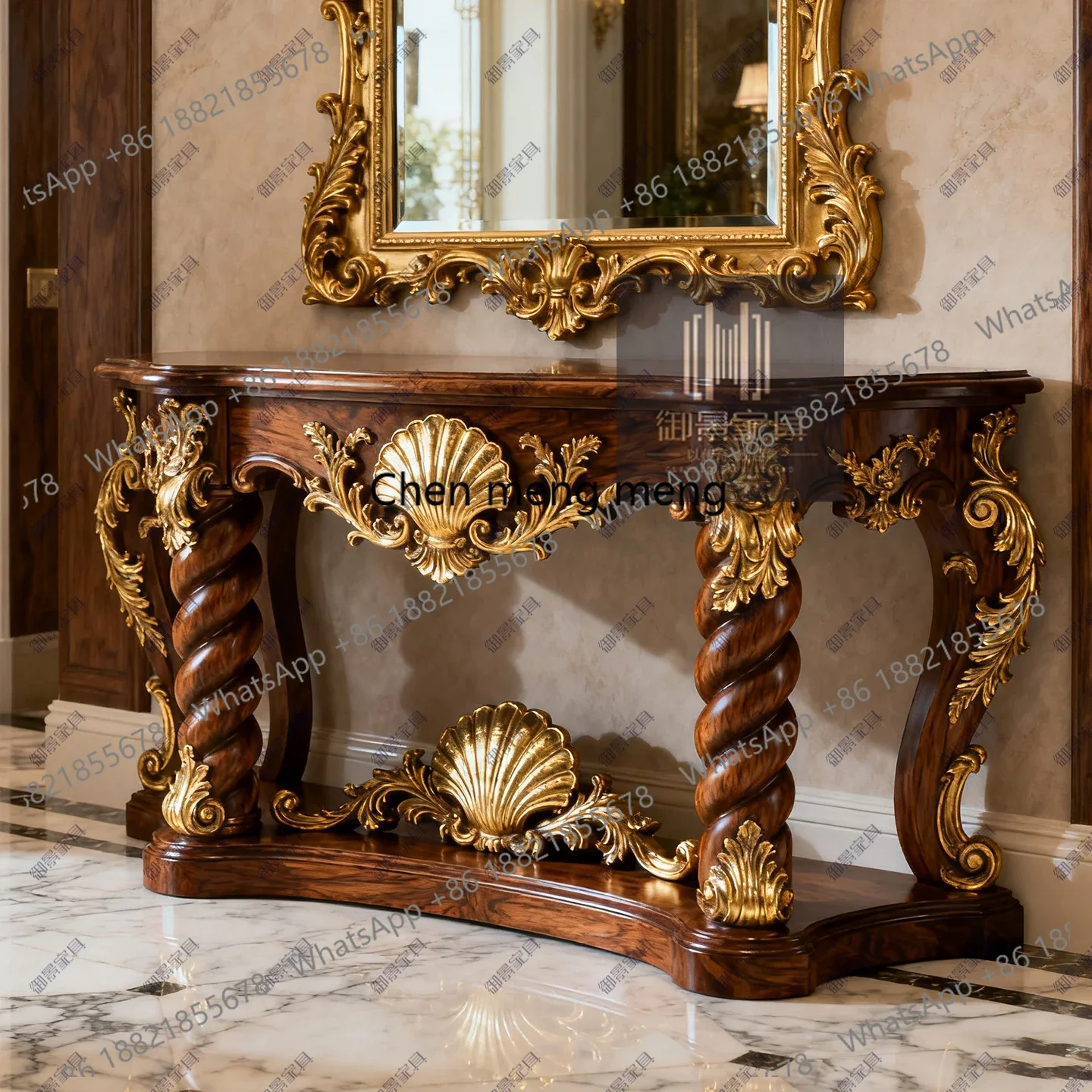 

French solid wood entrance table, sofa decoration table, living room against the wall entrance cabinet display cabinet
