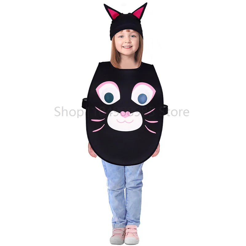 

Cartoon Animal Costume For Boys Girls Halloween Costume Children Black Cat Fancy Dress Cosplay Costume