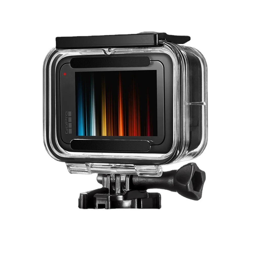 Casing tahan air untuk GoPro Hero 12 11 10, wadah warna hitam dengan sisipan Anti kabut pelindung layar kaca Temepered pegangan tangan