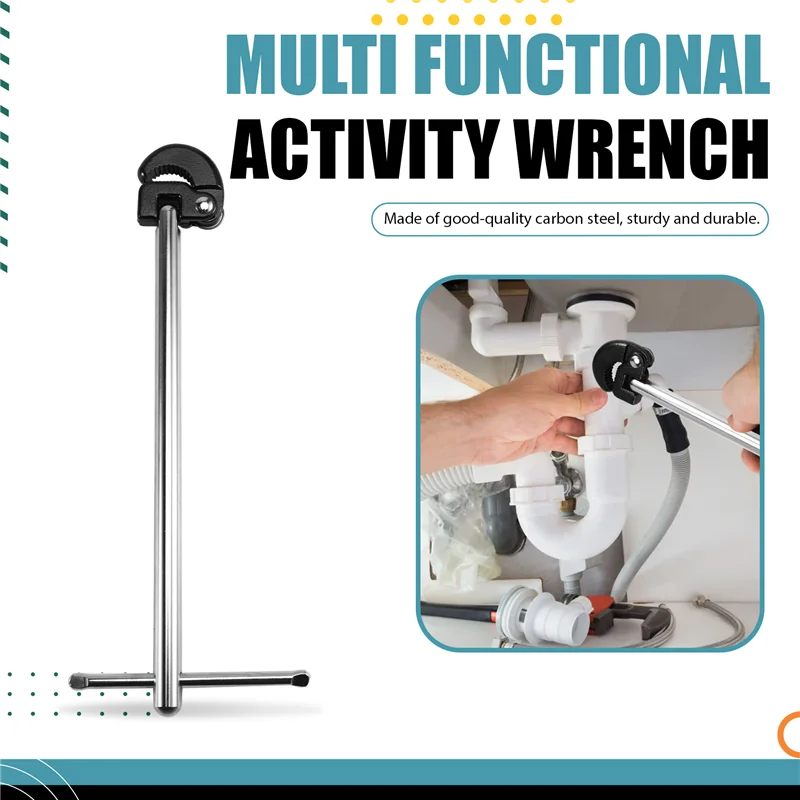 

AT43-Sink Faucet Wrench Basin Wrench 3/8 To 1-1/4Inch Jaw Capacity Tap Nut Wrench Basin Spanner For Tight Spaces
