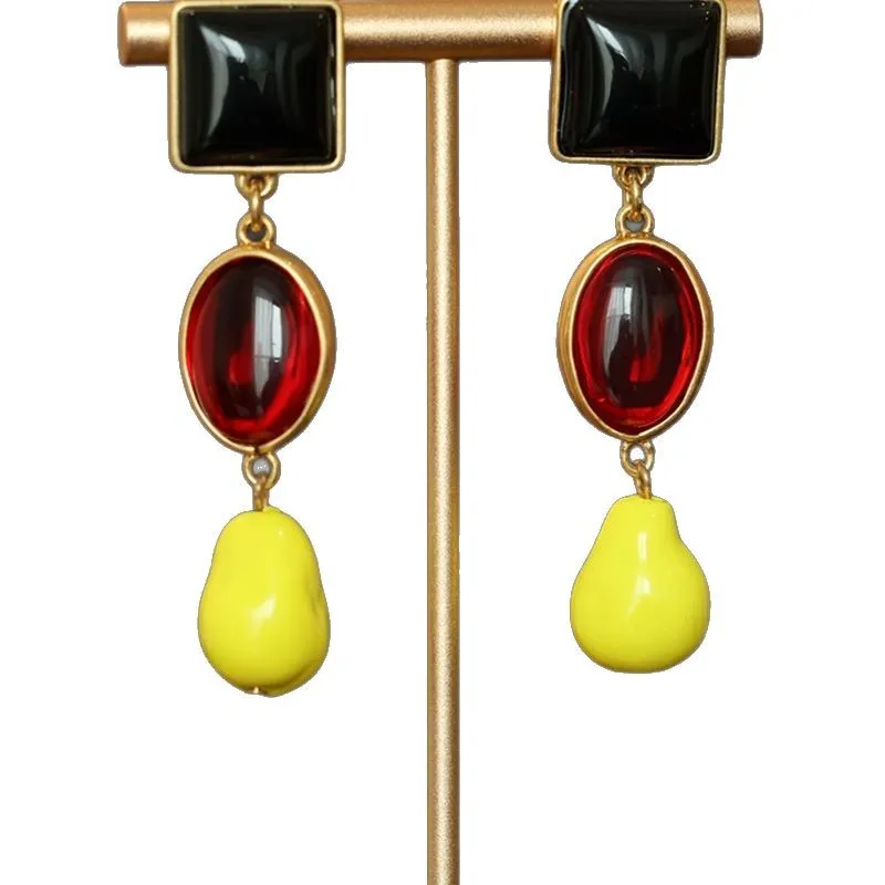 

European & French Retro Enamel Glass Earrings - Elegant Light Luxury Stud Earrings for Women, Trendy Retro Jewelry